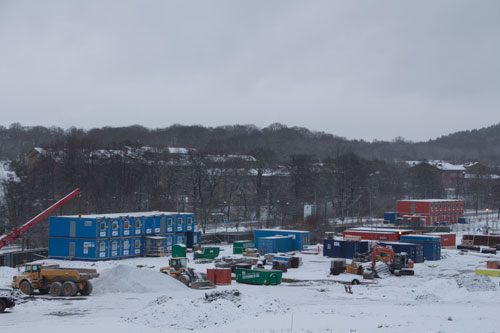 Byggarbetsplatsen. Foto: Per Hallén 2015.