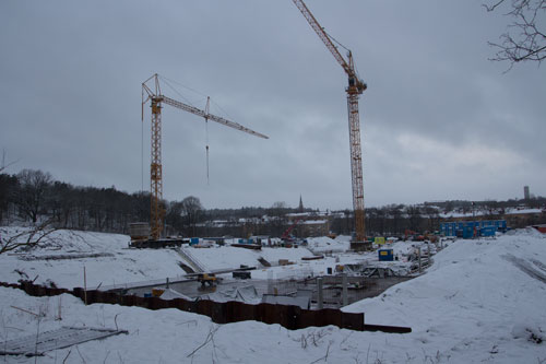 Bottenplattan till NCC:s hus tar form. Foto: Per Hallén 2015.