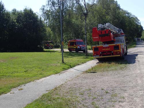 Brandbilar i Skatås. Foto: Per Hallén 2014.