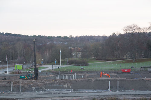 Vy över byggarbetsplatsen. Foto: Per Hallén 2014