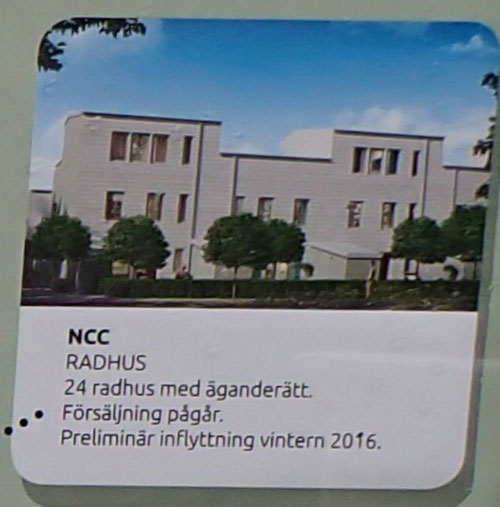 Enligt plankartan skall NCCs radhus få detta utseende. Foto: Per Hallén 2015