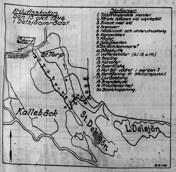 Karta över aktiviteterna den 13 oktober 1946. Ur GT.