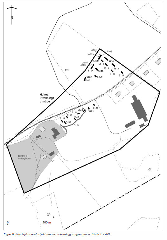 Provgroparnas omfattning vid 2011 års utgrävning.